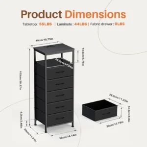 JHK 5 Fabric Drawers Dresser