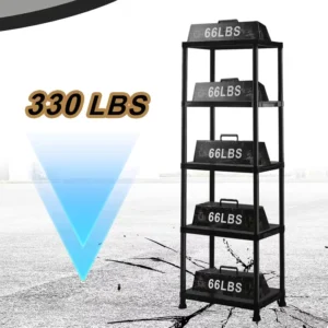 5-Layer Black Plastic Storage Rack Heavy Duty