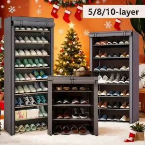 5/8/10 layer shoe cabinet storage rack with non-woven fabric cover, easy to assemble portable shoe cabinet, can store 27-35 pair